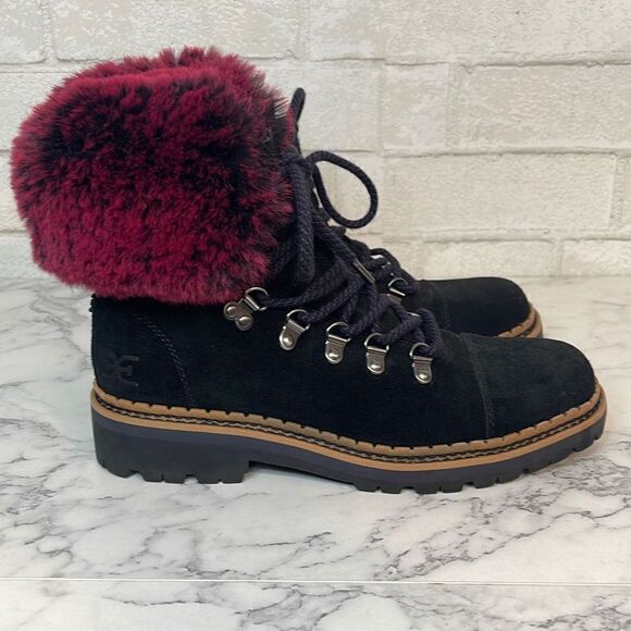 Sam Edelman Black Bowen Suede Hiking Boots 6 - Picture 1 of 6